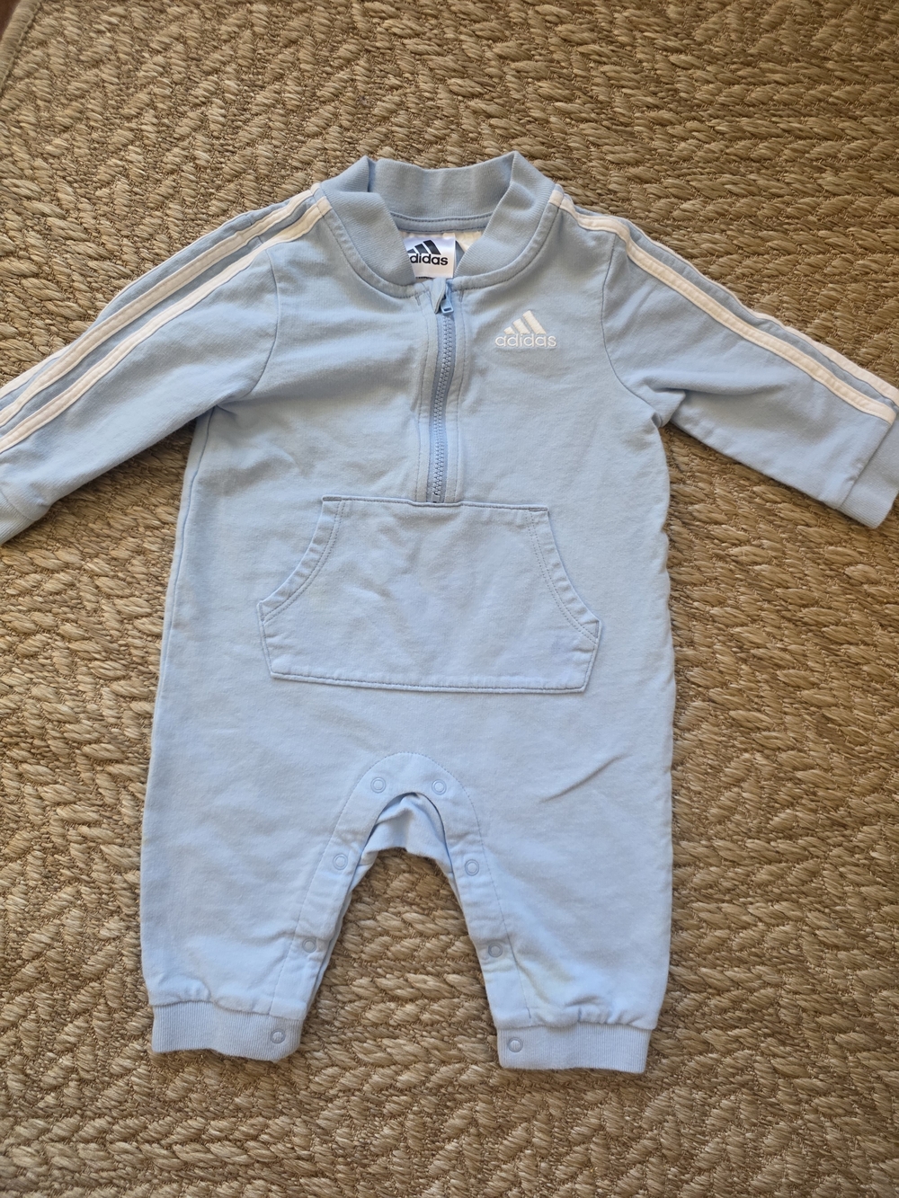 adidas Baby Blue Cotton Romper 6M